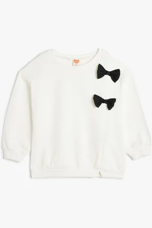 Koton Girls Round Neck Pure Cotton Sweatshirt With Applique Detail