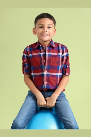 Ralph Lauren Boys Spread Collar Tartan Checked Cotton Casual Shirt