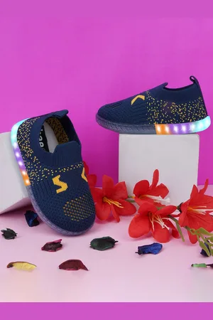 BAESD Kids Woven Design Lighting Slip-On Sneakers