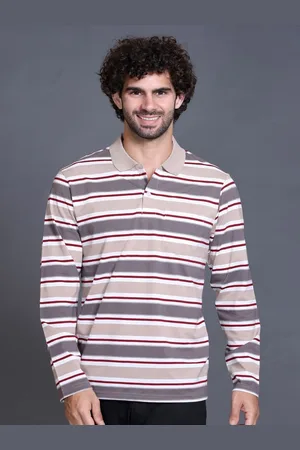 GODFREY Men Striped Polo Collar Pockets T-shirt