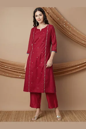 Lifestyle Embroidered Thread Work Pure Cotton Kurta With Trousers & Dupatta
