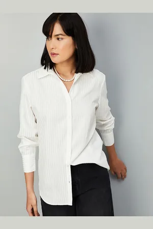 Max Collection Women Spread Collar Vertical Striped Casual Shirt