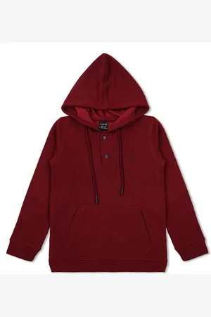 CAVIO Boys Cotton Hooded Solid Pullover Sweatshirt