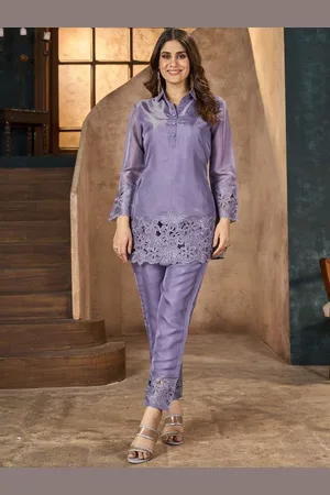 AUTUMN LANE Jimmy Lavender Cutwork Top With Trousers