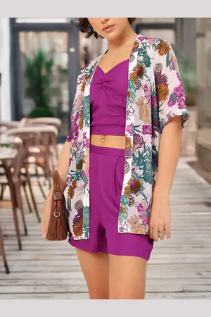 DressBerry Urban Glow Crop Co-Ords with Printed Shrug