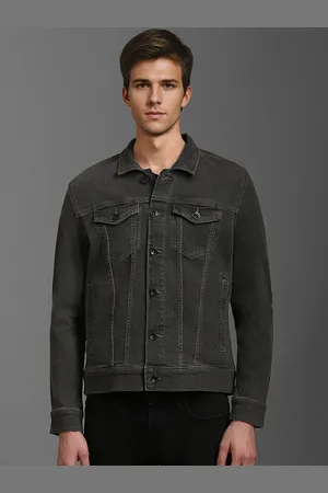 Louis Philippe Men Washed Spread Collar Pure Cotton Denim Jacket
