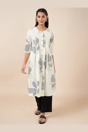 Pantaloons Geometric Printed Pintuck A-Line Kurta