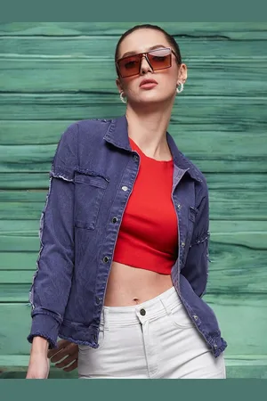 Miss Chase Women Checked Denim Jacket