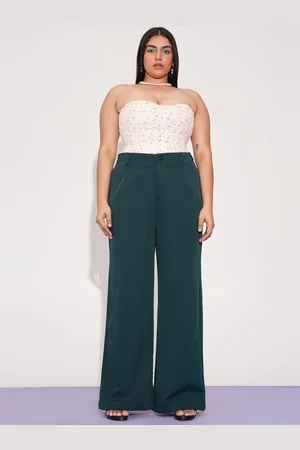 FREAKINS Women Plus Size Relaxed Straight Leg Loose Fit High-Rise Korean Pant