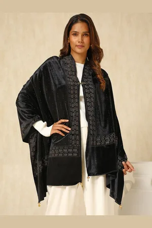 Soch Ethnic Motifs Embroidered Velvet Shawl