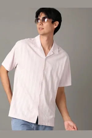 V-Mart Men Cuban Collar Textured Cotton Casual Shirt