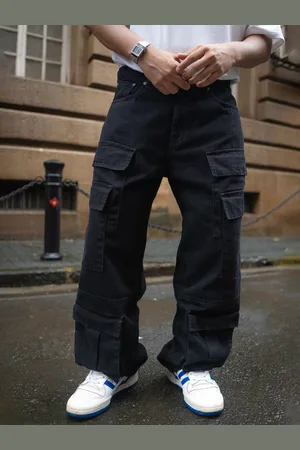 Powerlook Men Baggy Fit Pure Cotton Denim Cargos