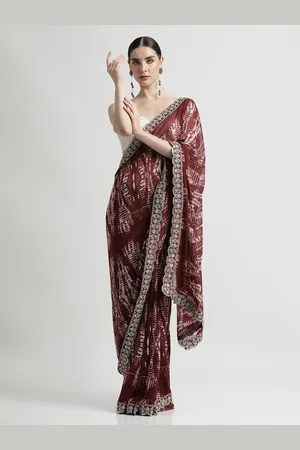 Jaipur Tie and Dye Sequinned Pure Georgette Saree