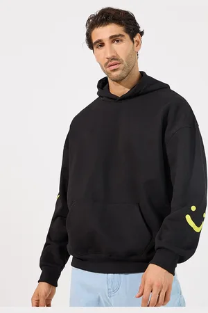 Styli Men Minimal Emoji Print Oversized Heavy Hoodie