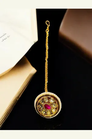 9blings Gold-Plated Kundan Studded Maang Tikka
