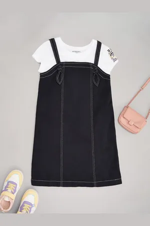 Pantaloons Girls Round Neck Cotton A-Line Knee Length Dress