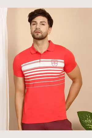 Sweet Dreams Men Polo Collar Striped Lounge T-Shirt