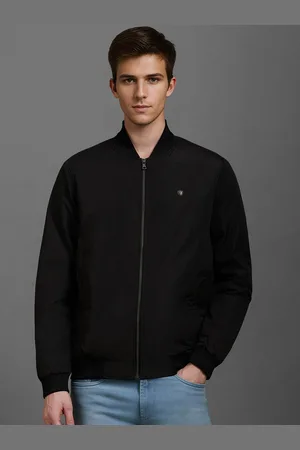 Louis Philippe Men Stand Collar Solid Casual Bomber Jacket