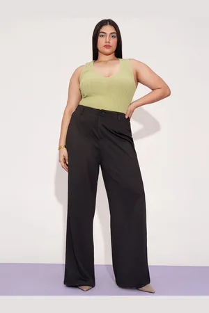 FREAKINS Women Relaxed Straight Leg Loose Fit High-Rise Korean Pant