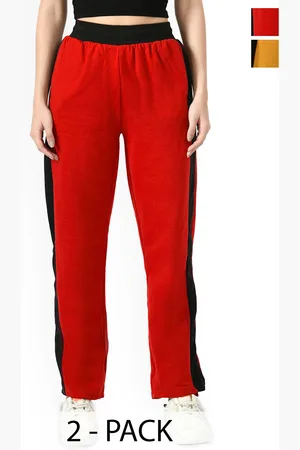BAESD Women Pack of 2 Colourblocked Mid Rise Warm Side Patta Lower Winter Track Pants