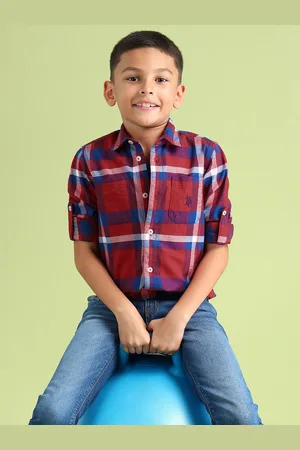 Ralph Lauren Boys Spread Collar Tartan Checked Cotton Casual Shirt