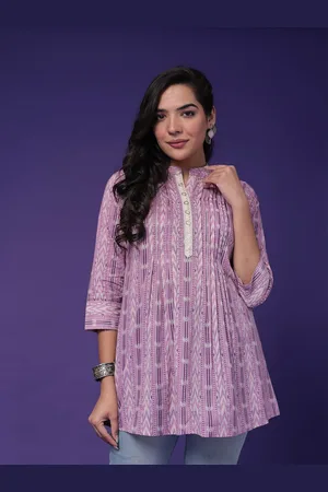 ZARI Women Mandarin Collar Embroidered Tunic