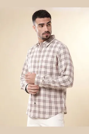 WROGN Men Comfort Spread Collar Tartan Checked Cotton Slim Fit Casual Shirt