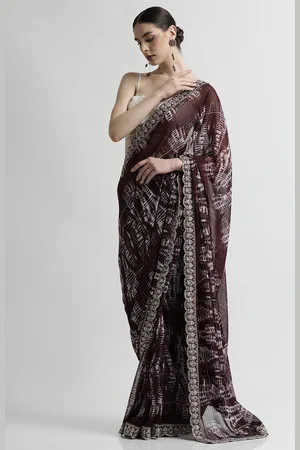Jaipur Tie and Dye Sequinned Pure Georgette Saree
