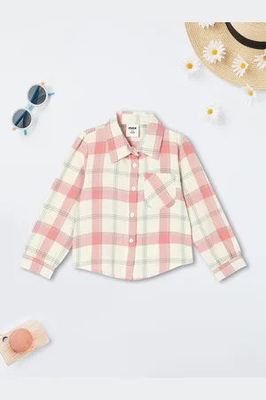 Max Collection Girls Spread Collar Tartan Checked Cotton Casual Shirt
