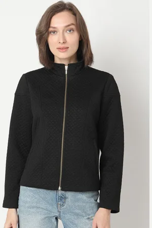 VERO MODA Women Mock Collar Solid Casual Bomber Jacket