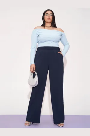 FREAKINS Women Plus Size Relaxed Straight Leg Loose Fit High-Rise Pleated Korean Pants
