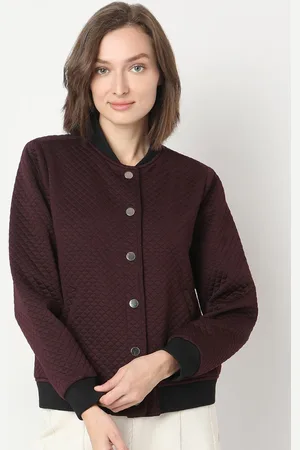 VERO MODA Women Mock Collar Solid Casual Bomber Jacket