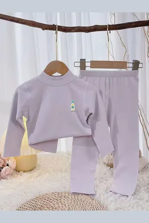 Little Surprise Box LLP Kids Crew Neck Long Sleeves Winter Warmers Thermal Set
