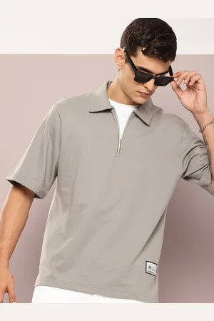 Kook N Keech Half-Zip Polo Collar Relaxed Fit Pure Cotton T-Shirt