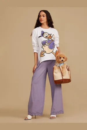 Kazo Women Graphic Printed Round Neck Cotton Pullover Sweatshirt