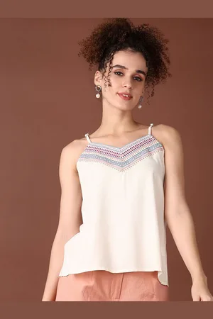 V-Mart Women Ethnic Embroidered Shoulder Straps Fusion Top