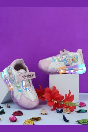BAESD Girls Barbie Woven Design Led Light Patent Leather Velcro Sneakers