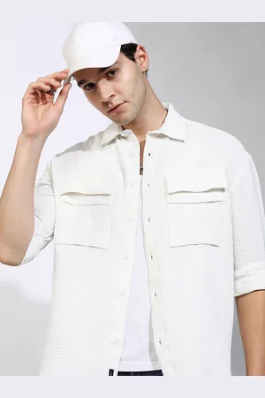 Highlander Men Popcorn Textured Solid Oversized Overshirt