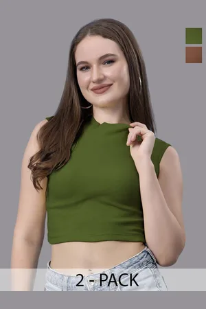 Friskers Women Pack of 2 Cotton Crop Top