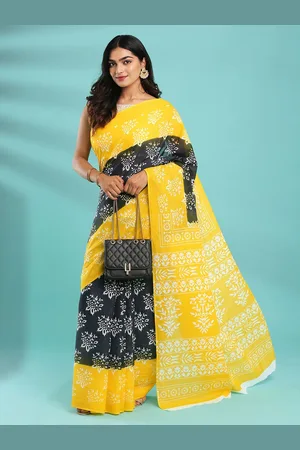 Kalyan Silks Women Colourblocked Block Print Saree With Blouse Piece