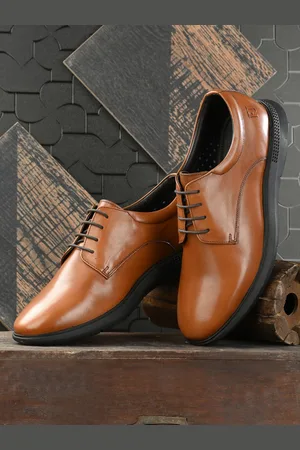 Franco Leone Men Solid Leather Round Toe Formal Derbys