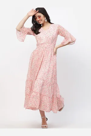 MISS AYSE Women Floral Printed Flared Sleeve Fit & Flare Dress