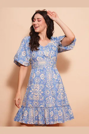 Globus Printed Puff Sleeve Fit & Flare Dress