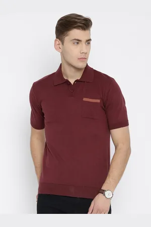 LocoMotive Men Maroon Polo Pure Cotton T-shirt
