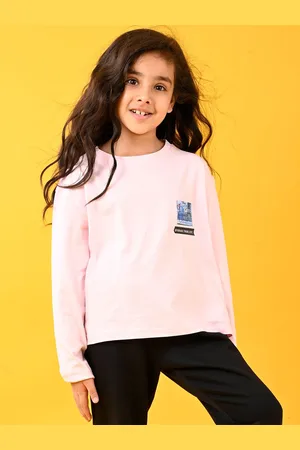Anthrilo Girls Solid Round Neck Cotton T-shirt
