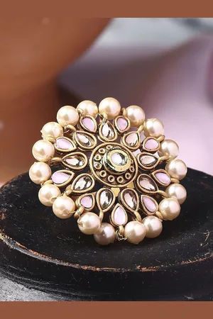 Anouk Stone-Studded Circular Adjustable Finger Ring