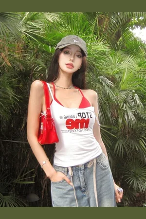 HERE&NOW Women Typography Printed Shoulder Straps Top