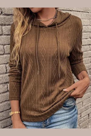 LULU & SKY Women Cable Knit Pullover Hooded Sweater