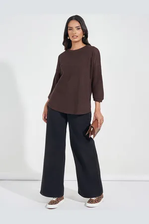 Styli Women Textured Self Design Drop-Shoulder Sleeves Oversized Top