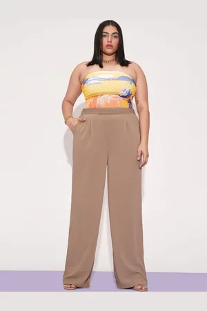 FREAKINS Women Relaxed Straight Leg Loose Fit High-Rise Pleated Korean Pant